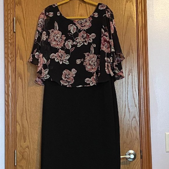 Black Dress with shear built in shawl, Size XL - Picture 1 of 2